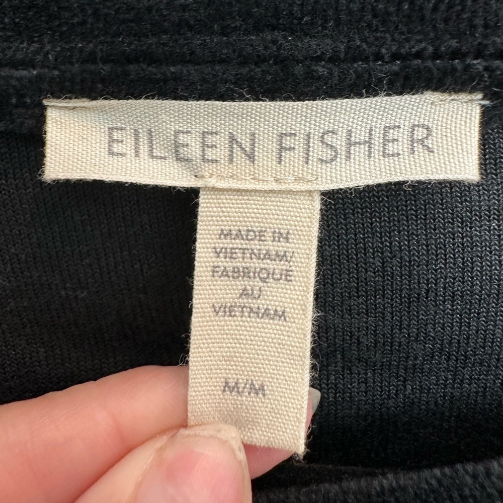 Eileen Fisher Cotton Velour Crew Neck Long Top Boxy Fit Thigh Length Size Med M - Picture 9 of 11